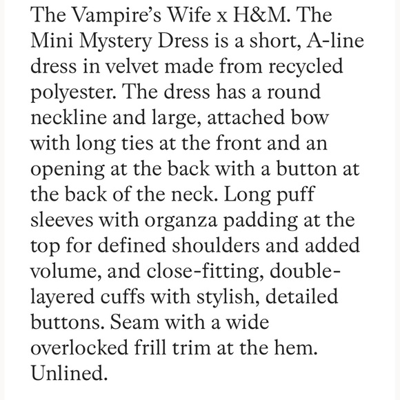 The Vampire’s Wife X H&M Pussy Bow Tie Velvet Dress 🖤 - Picture 15 of 17